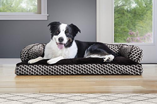Furhaven Pillow Dog Bed for Large/Medium Dogs w/ Removable Bolsters & Washable Cover - Plush & Woven Decor Comfy Couch Sofa - Diamond Brown, Large - Image 3