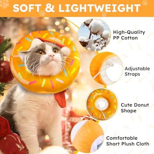 Hpetppy Cat Cone Collar Soft, Cat Recovery Collar for Wound Healing Cute Donut Adjustable Kittens Cones to Stop Licking Comfortable Lightweight Neck Elizabethan Collars for Cats Kittens After Surgery - Image 6