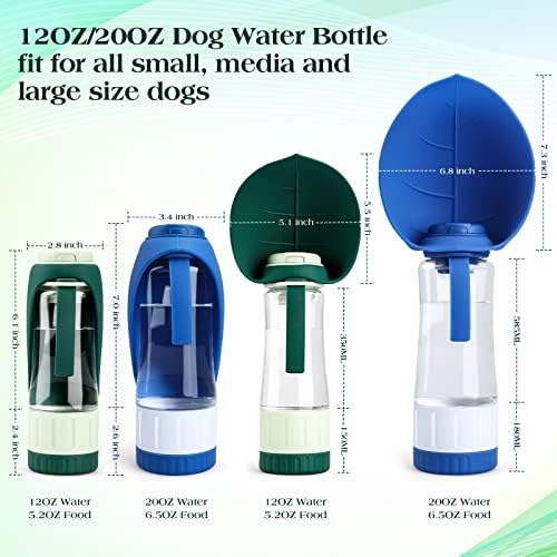TIOVERY Upgraded Dog Water Bottle, Portable Dog Cat Puppy Pet Water Dispenser Feeder with Drinking Cup and Food Container Leak Proof for Outdoor Walking, Travel, Hiking 12OZ - Image 3