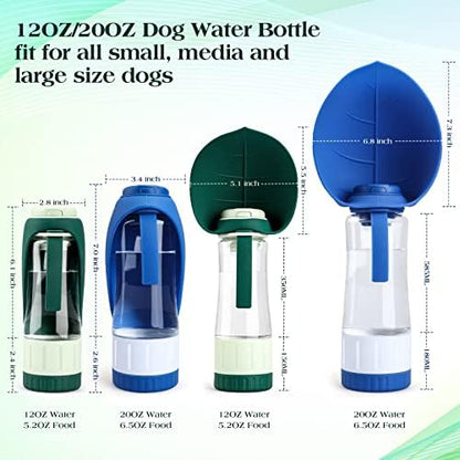 TIOVERY Upgraded Dog Water Bottle, Portable Dog Cat Puppy Pet Water Dispenser Feeder with Drinking Cup and Food Container Leak Proof for Outdoor Walking, Travel, Hiking 12OZ - Image 3