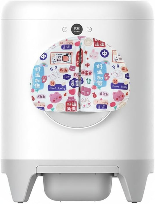 Curtain for Self Cleaning Cat Litter Box,Reduces Cat Litter Bounce, Stops Odors from The Litter Box Self Cleaning (White Red)