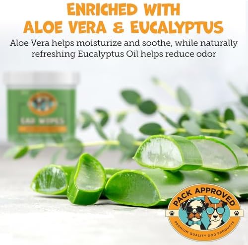 Pack Approved Ear Wipes for Dogs with Aloe Vera & Eucalyptus - 100 Wipes - Image 4