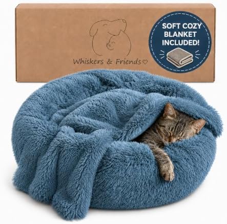 Whiskers & Friends Cat Beds for Indoor Cats & Small Dog, Fluffy Cat Bed by WhiskersFriends