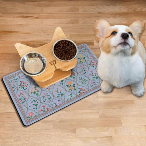Absorbent Pet Dog Bowl Mat for Food and Water, Pet Cat Food Feeding Mat with Non Slip Rubber Backing, Dog Food Mats for Floors Waterproof, 16"x24" - Image 2