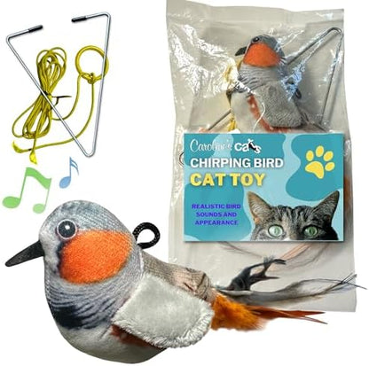Hanging Bird Cat Toy for Indoor Cats, Motion Activated Chirping with Catnip by CarolinesCats