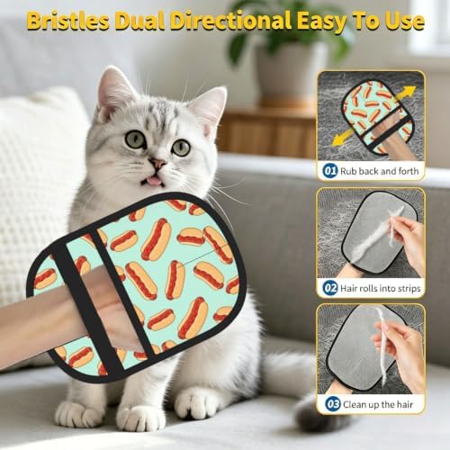 Hotdog Pet Hair Removal Glove Brush Pet Hair Remover Tool for Carpet - Image 6