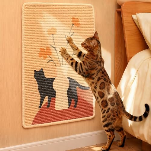 FUKUMARU Sisal Cat Scratching Mat, 23.6 x 15.7 Inch Cat Scratch Pad, Flower by FUKUMARU