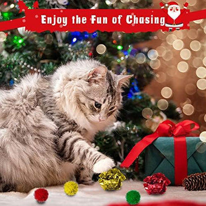 Cat Christmas Stocking, 10 Pack Christmas Cat Toys for Indoor Cats, Includes Catnip Toys, Balls and Feather Toys, Great Value - Image 4