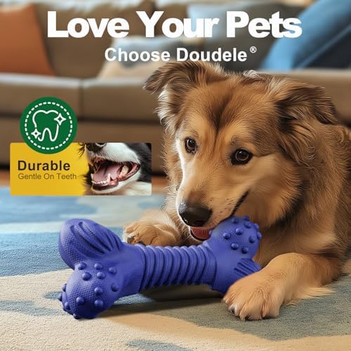 Dog Toys for Aggressive Chewers, Indestructible Chew Toys for Medium Large Dogs,Durable Rubber Dog Bones with Beef Flavor, Tough Dental Toy for Boredom Relief (Blue) - Image 2