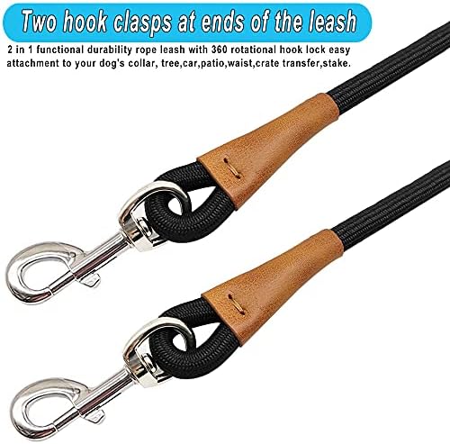 6 Foot Dog Tie Out Rope Leash, Training Tie Down Nylon Dog Tether for Camping, Indoor, Outdoor and Front Yard (1/2" x 6ft, Black) - Image 2