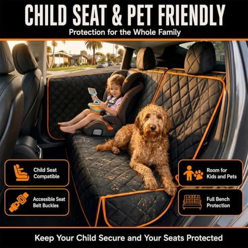 Back Seat Cover Compatible with Tesla Model Y, Custom-Fit Waterproof Bench Protector with 2 Door Covers, Nonslip Dog Seat Liner for Pets and Kids, No Chemical Odor, Black - Image 5