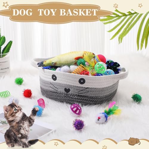 Zopeal 58 Pcs Cat Toy Set with Storage Basket Indoor, Multicolor, 9.8 Inch - Image 3