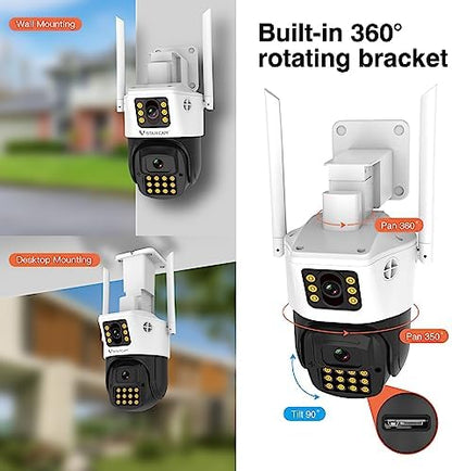 VSTARCAM Dual Lens Outside Cameras for Home Security, 4MP Home Security Camera, Plug-in Camera Auto Tracking, Two-Way Talk, IP66 Waterproof, 24/7 Record,SD/Cloud 04 - Image 7