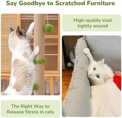 Woochpet Funny Cat Scratching Posts Sturdy Scratcher Posts 33'' Green - Image 5