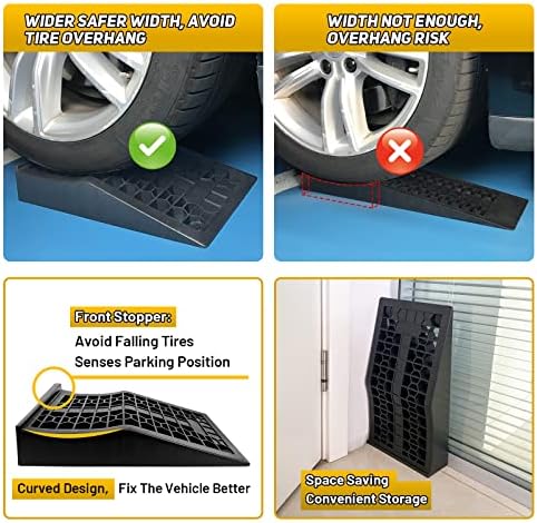 HOXWELL Car Ramps for Jack Support and Lift Vehicle Maintenance, Lightweight Low Profile Car Ramps for Garage, Heavy Duty Tire Ramps for Low Chassis Cars, 17.5''x10''x3.14'' (2PCS) - Image 4