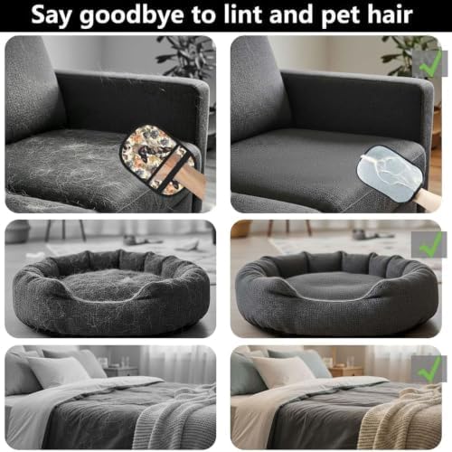 French Bulldog Floral Pied Garden Pet Hair Removal Glove For Cats Dogs - Image 4