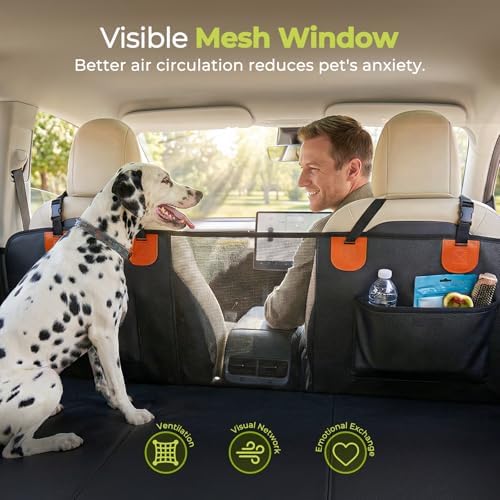 Back Seat Extender for Dogs, Hard Bottom Dog Car Seat Cover for Back Seat, Upgraded Waterproof PU Leather, Easy to Clean, Anti-Scratch & Durable Dog Hammock for Car and SUV, Holds 400lbs, Black - Image 6