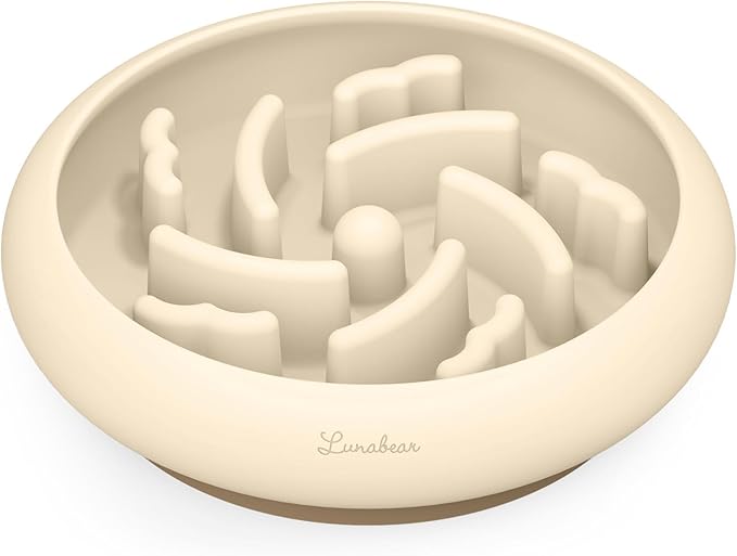 Slow Feeder Dog Bowls Made of Premium Food-Grade Silicone, Anti-Choking & Slow Eating for Improved Digestion, Non-Slip, Soft & Durable (Ivory, Standard)