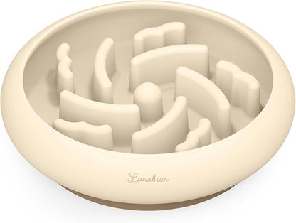 Slow Feeder Dog Bowls Made of Premium Food-Grade Silicone, Anti-Choking & Slow Eating for Improved Digestion, Non-Slip, Soft & Durable (Ivory, Standard)
