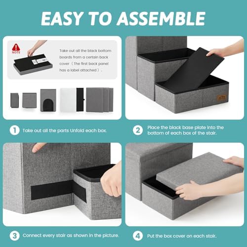 COZY KISS Dog Stairs with Storage, 17.7" H Dog Steps with Condo, 3-Step - Image 5