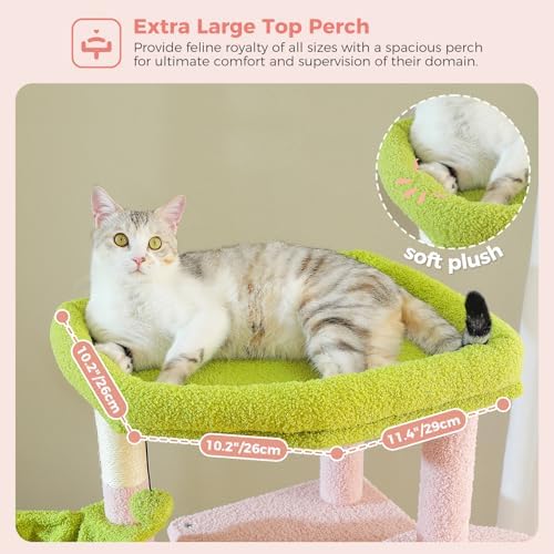 PAWZ Road Pink 70” Cat Tree with Hammock, Large Bed 2 Condos & 5 Posts - Image 4