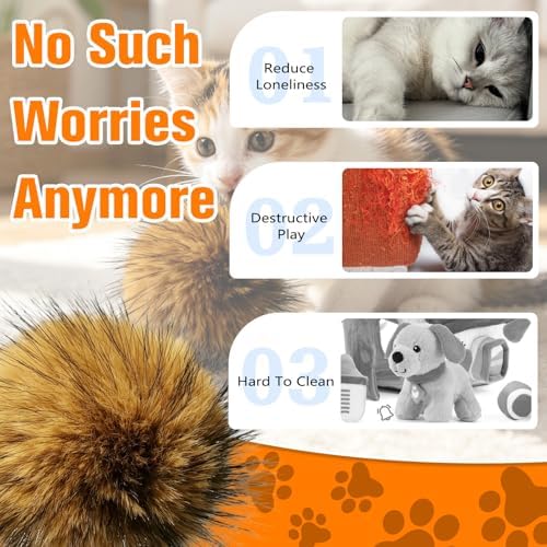 5Pcs Cat Toy Faux Rabbit Fur Ball, Rabbit Fur Ball Cat Toy, Soft Fluffy Cat Toy Ball, Furry Catnip Toy Ball for Indoor Cats, Washable & Fun to Chase for Exercise and Bonding - Image 3
