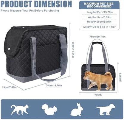 Dog Purse Carrier for Small Dogs, Soft Sided Pet Carrier with Pockets, Foldable Dog Carrier Purse for Puppy, Rabbit, Cat, Washable Breathable Pet Carrier, Dog Carrier Bag for Outdoor Shopping Travel - Image 2