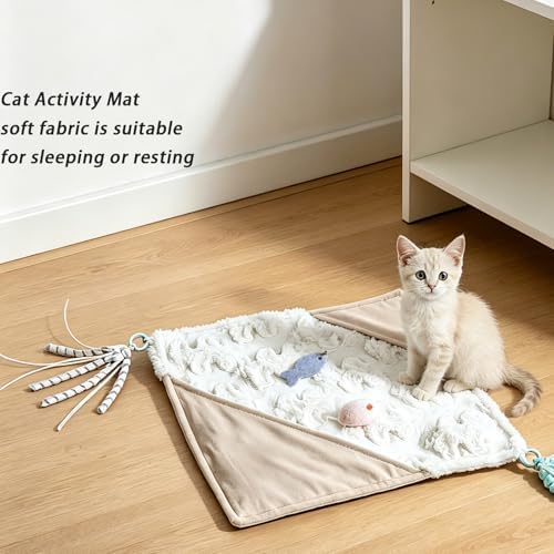 Cat Crinkle Play Mat with Catnip Interactive Cats Activity Mat for Indoor - Image 2