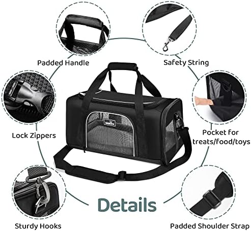 Wakytu TSA Approved Pet Carrier for Small Cats and Dogs,17.7x11x8.3, Black - Image 4