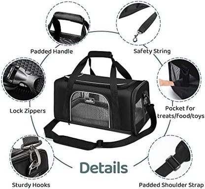 Wakytu TSA Approved Pet Carrier for Small Cats and Dogs,17.7x11x8.3, Black - Image 4