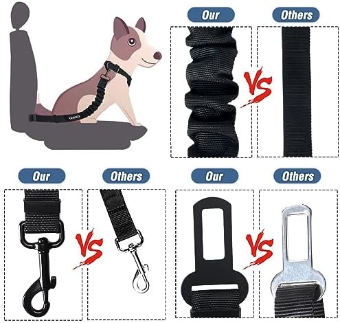 COOYOO Dog Seat Belt,3 Piece Set Retractable Dog Car Adjustable Seatbelts for Vehicle Nylon Pet Safety Heavy Duty & Elastic & Durable Car Harness for Dogs - Image 4