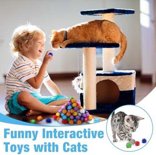 Poen 300 Pieces Cat Toy Pom Pom Balls for Cats, Tinsel - Image 4
