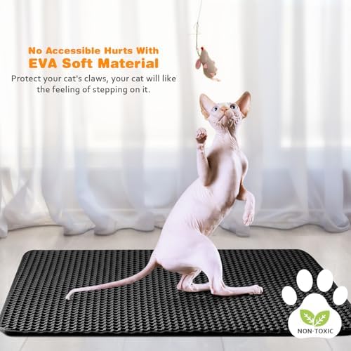 Cat Litter Mat 27"x46",Double Layer EVA litterbox Mat, Black - Image 6