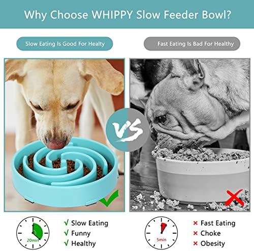Slow Feeder Large Dog Bowl - Non Slip Maze Puzzle Bowl for Medium Dogs - Blue - Image 6