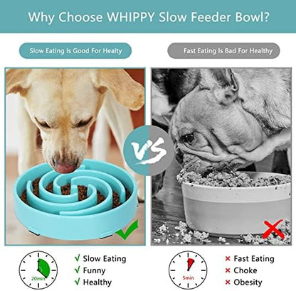 Slow Feeder Large Dog Bowl - Non Slip Maze Puzzle Bowl for Medium Dogs - Blue - Image 6