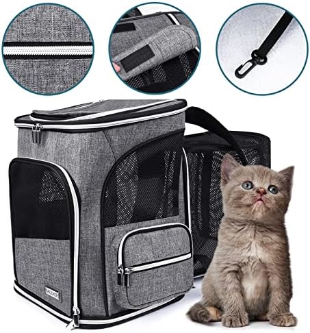 BAGLHER Expandable Pet Carrier Backpack，Pet Backpack for Small Cats Puppies Dogs Bunny, Airline-Approved Ventilate Backpack for Travel, Hiking and Outdoor Use. Grey - Image 4