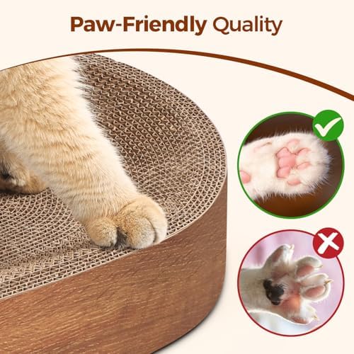ComSaf Cat Scratcher Bed, Oval Cardboard Scratching Board for Indoor Cats - Image 4