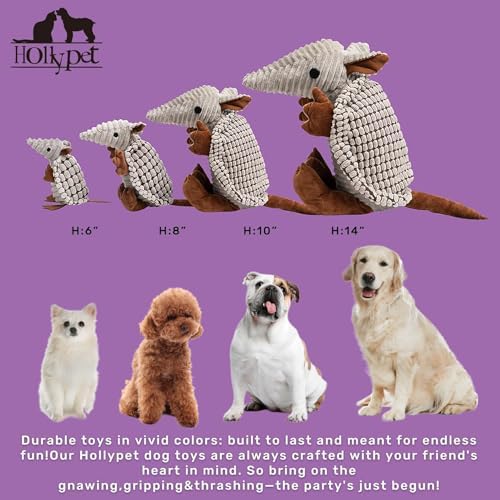 Hollypet Armadillo Squeaky Puppy Dog Toys for Small Medium Dogs, 8" - Image 2