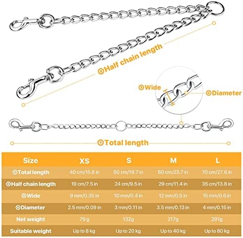PETTOM Heavy Duty 2 Way Dog Lead Metal Chain Double Pet Clip Leash Coupler 360° Swivel No Tangle Double Dog Walking & Training Leash(XS 2.5mm*40cm, Silver) - Image 2