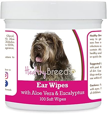 Healthy Breeds Wirehaired Pointing Griffon Ear Cleaning Wipes with Aloe & Eucalyptus for Dogs 100 Count by HealthyBreeds