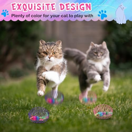 Jecery 5 Pcs Cat Toys Spring,Mouse, Rainbow Color - Image 4