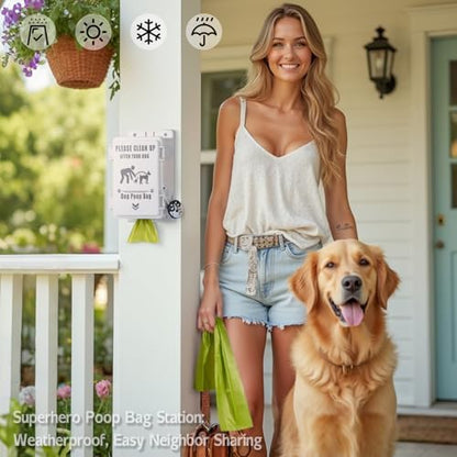 Outdoor Dog Poop Bag Dispenser Wall Mountable, Waterproof & Commercial-Grade, Outdoor Organizer for Home, Parks, Apartments, Property Management with 135 Bags & Lock Included - Image 2