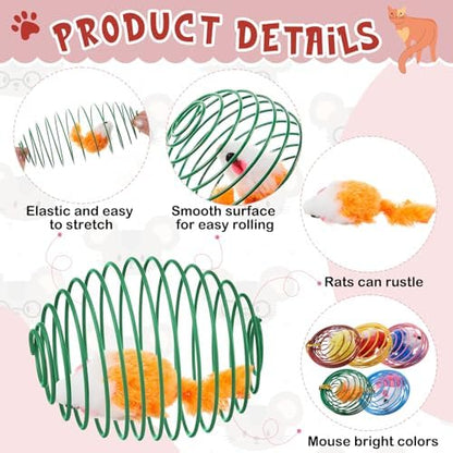 Jecery 5 Pcs Cat Toys Spring,Mouse,Bright Color - Image 3