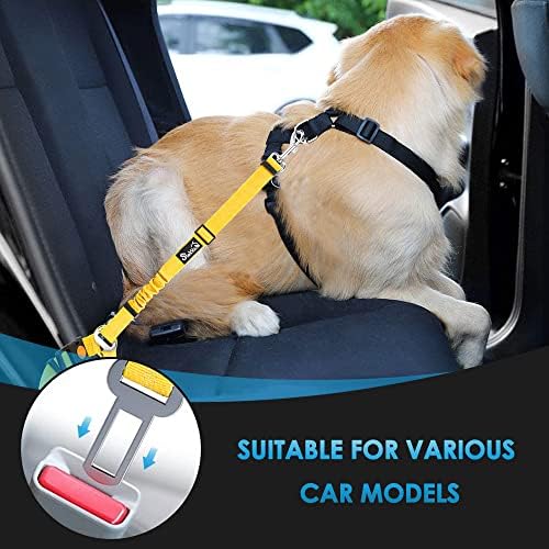 SlowTon Dog Seat Belt for Car, 2 Pack Dog Car Harness Seatbelt with Bungee - Image 3
