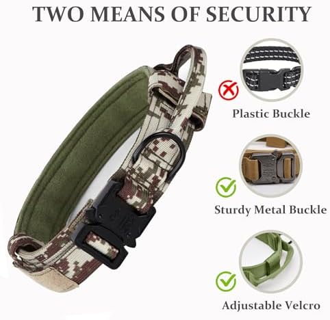 Tactical Dog Collar, Adjustable Military Training Nylon Pet Collar, Camo M - Image 2
