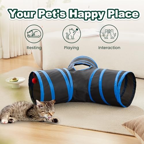 Love's cabin Cat Tunnel for Indoor Cats, 3-Way Collapsible Play Tunnel - Image 3