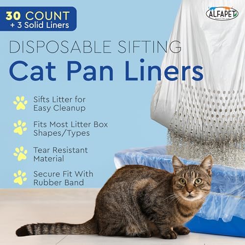 Alfapet Original Sifting Cat Litter Box Liners - Extra Giant 30 Count - Tear-Resistant Cat Litter Bags - Waterproof Kitty Litter Liners - Fits Almost All Litterbox Pan Sizes, 40" x 38", 30 lb Capacity - Image 2