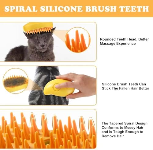 Pet Steam Brush 3-in-1 – Cat & Dog Grooming Brush with Spray – Hair Remover & Deshedding Comb – Silicone Massage Cleaner for Pets - Image 6