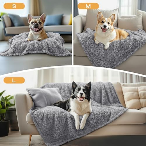 1 Pack 3 Calming Blankets Fluffy Premium Fleece Pet Blanket Soft Sherpa Throw for Dog Puppy Cat Grey Large (41" x31'') - Image 3