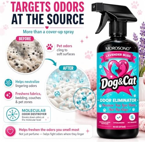 Pet Odor Eliminator Spray, Enzymatic Cleaner for Dog & Cat Urine, Carpet, Furniture & Litter Box, Lavender, 16 oz - Image 3